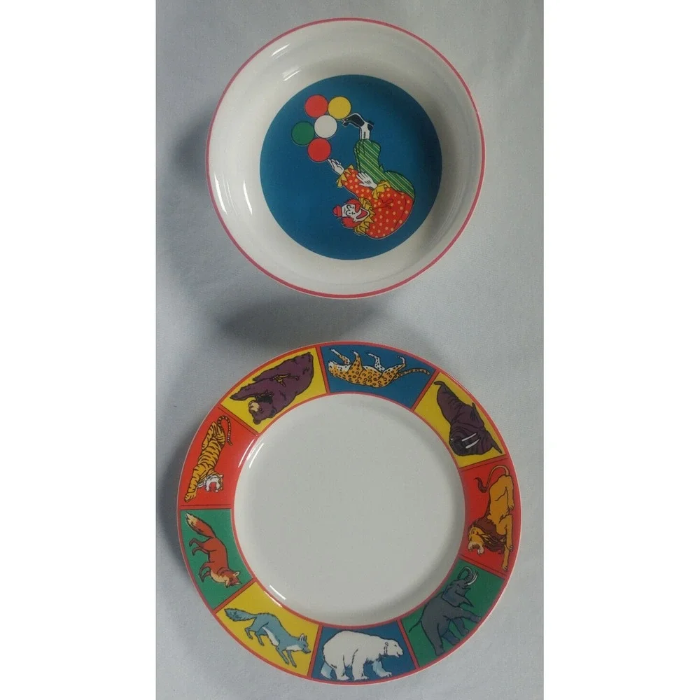 International China Barnum's Animals Child Plate Bowl Nabisco Japan Vintage